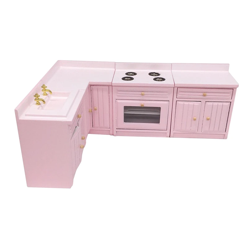 

1/12 Scale Dolls House Miniature Furniture Kitchen Stove Cabinet Cupboard Set For Dollhouse Kitchen Decor Accessory Toy
