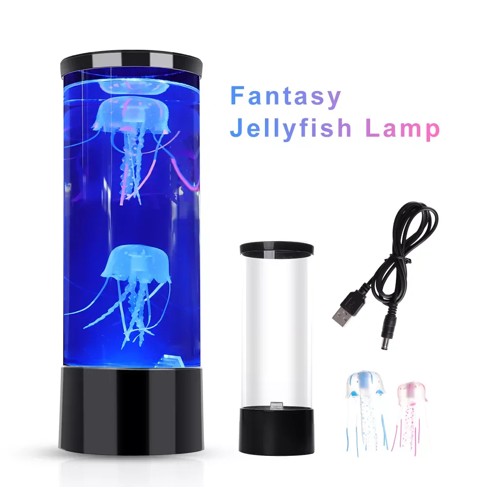 Lamp LED Bedside Night Light Color Changing Jellyfish Tank Aquarium Led Lamp Relaxing Mood Lights Lava Lamp Kids Gifts