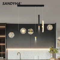 sandyha led ceiling chandelier gypsophila glass ball remote dimming hanging lamp kitchen island home decor dining room spotlight