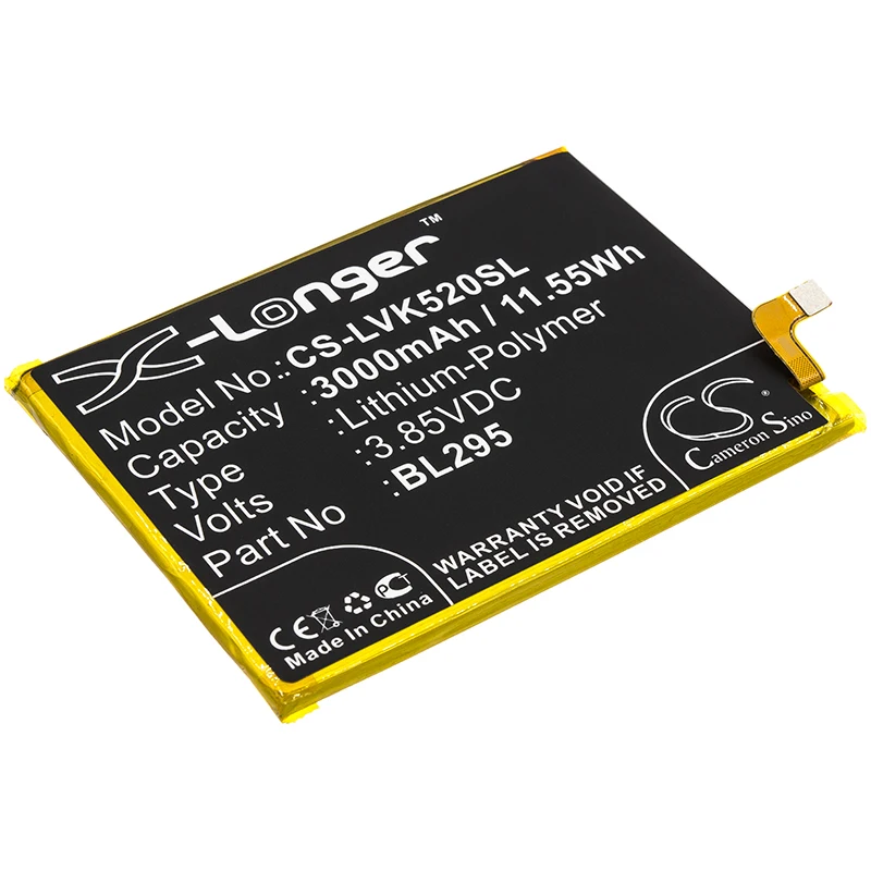 

CS 3000mAh / 11.55Wh battery for Lenovo K5s, K5s TD-LTE Dual SIM, PADL0006CN BL295