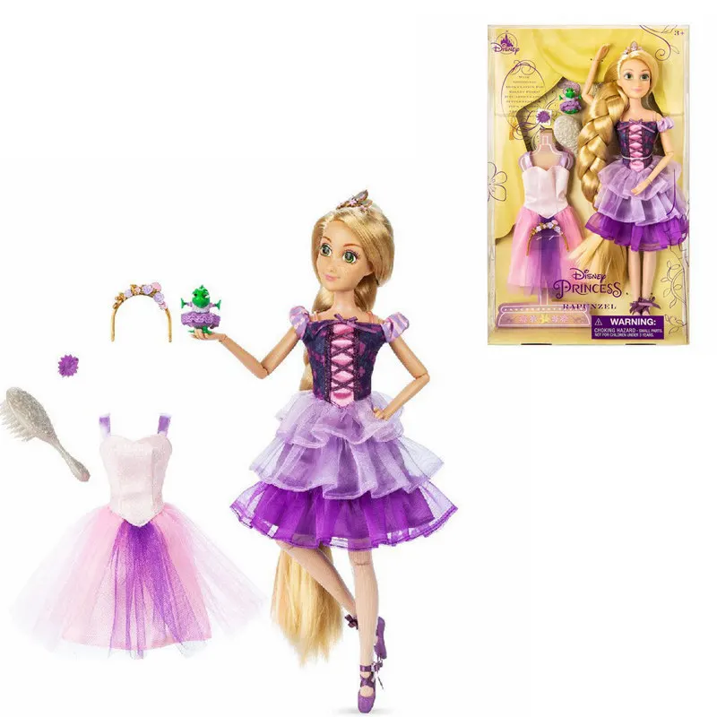 

Original Disney Store Tangled Rapunzel Dress Up Princess Joint Vinyl Doll Figure Play House toys For children Xmas gift