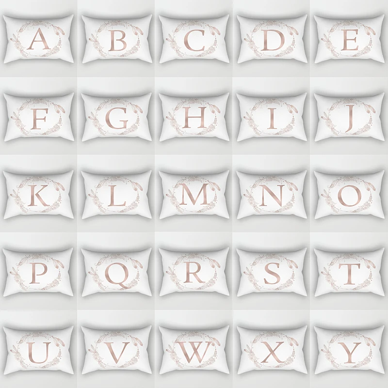 

30x50cm Bohe Letter Pillowcase Leaves Flower Plant Alphabet Polyester Cushion Cover Modern Art Rectangle Sofa Home Decoration