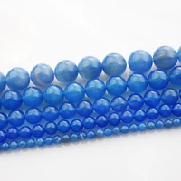 1 strands 153738cm round natural blue agate stone rock 4mm 6mm 8mm 10mm 12mm beads lot for jewelry making diy bracelet