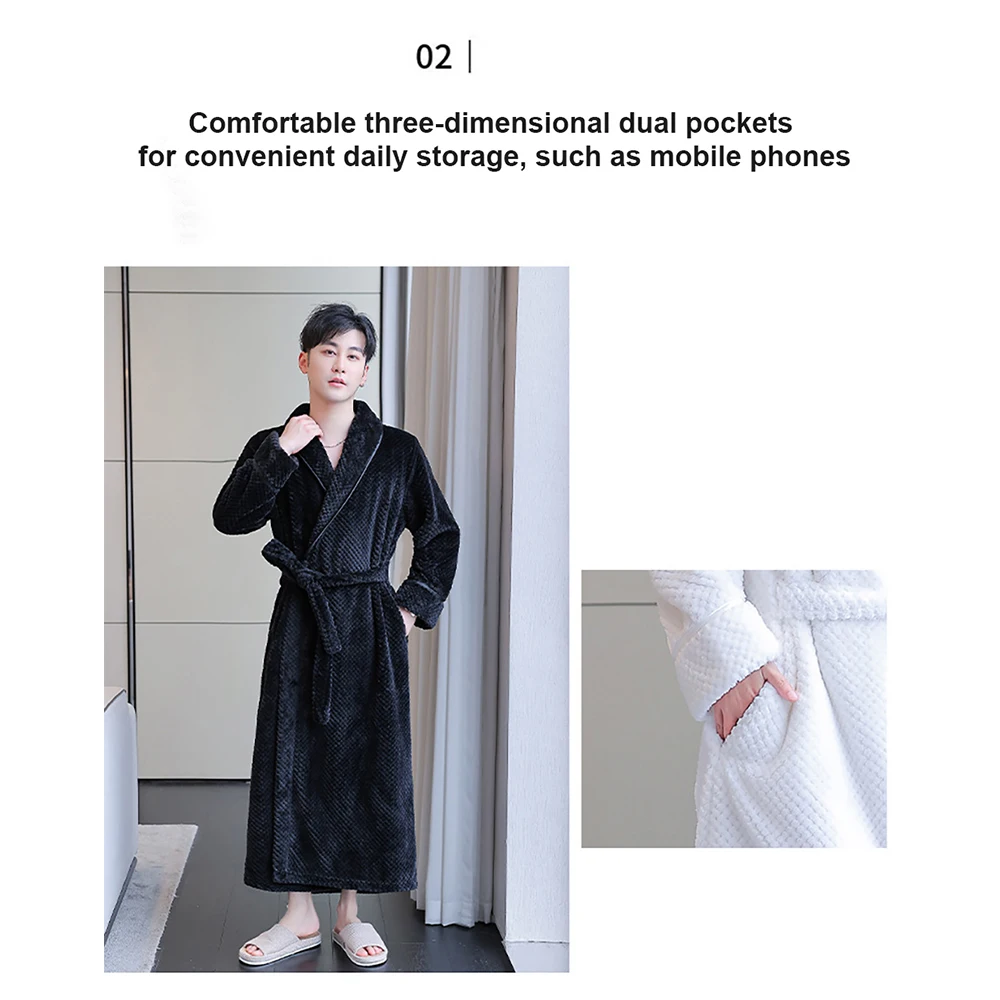 Autumn Winter Warm Thicken Flannel Robes for Women Sexy V Neck Knitted Bathrobe Men Couple Casual Comfortable Robe Sleepwear 3XL