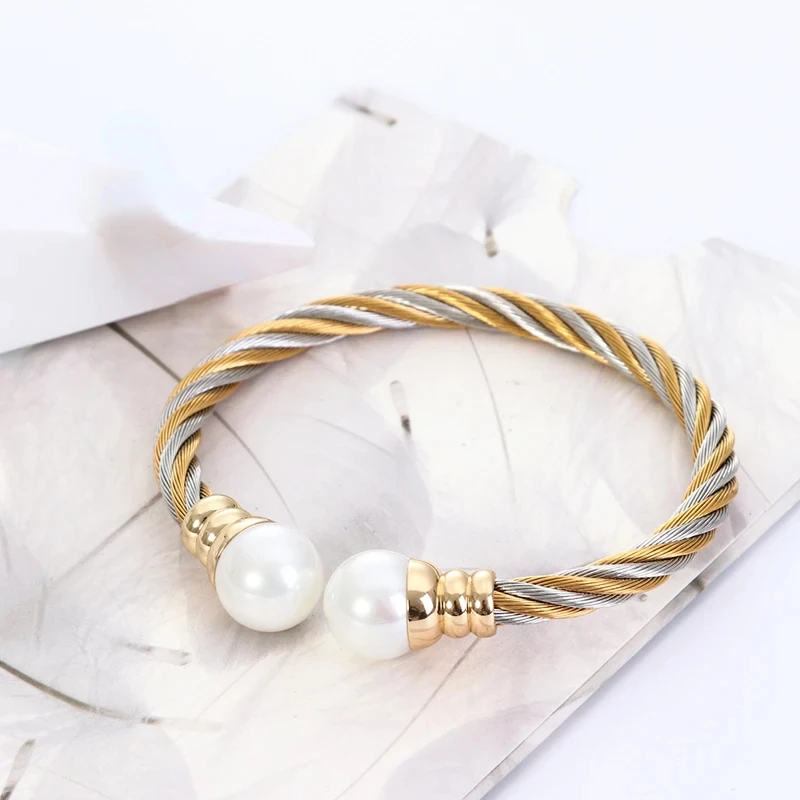 Браслет из нержавеющей стали Женский открытый скрученный проволочный ювелирный