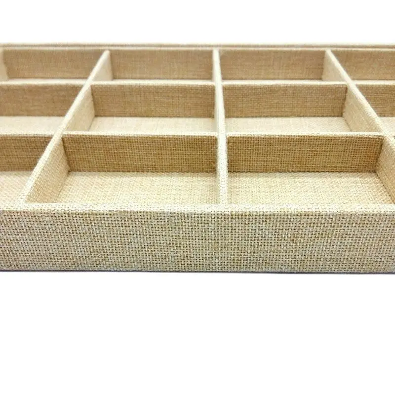 Quality Linen Jewelry Display Tray Necklace Holder Pendant Storage Box Ring Earring Case Bracelet Organizer Bangle Showcase