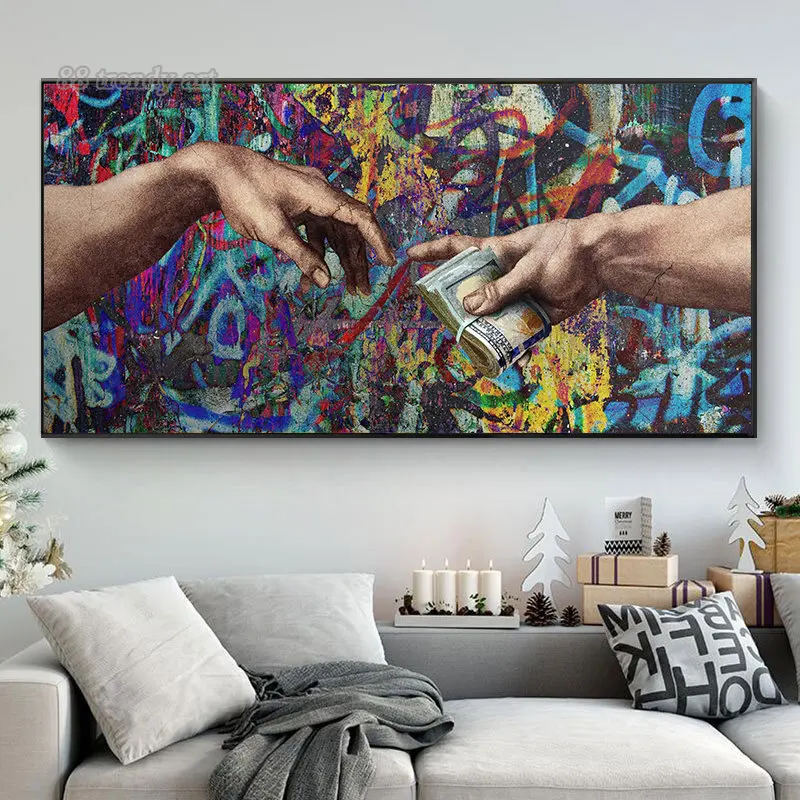 Микеланджело всемирно известная живопись граффити искусство носить деньги рука