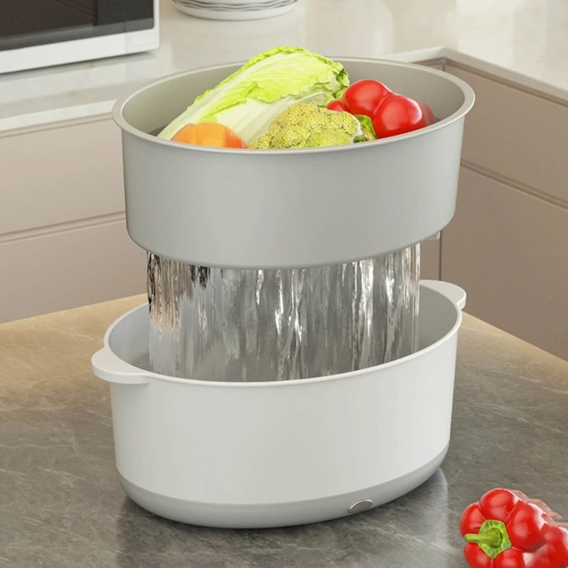 

Ultrasonic Vegetable Washing Machine with Handle Grains Purifier Basket Powered Kitchen Gadget for Fruit