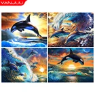 Алмазная 5D Вышивка сделай сам, мозаика с дельфином, полная выкладка, морская жизнь, домашний декор