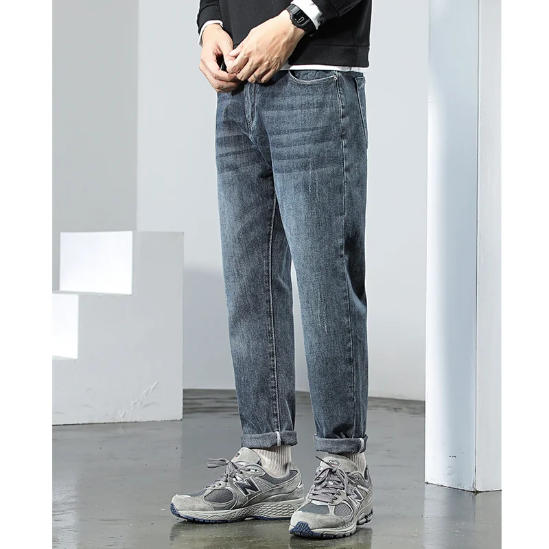 Men Clothing 2022 New Pattern Recreational Vintage Elastic Black Jeans Straight Cylinder Large Loose Cargo Pants Autumn Female