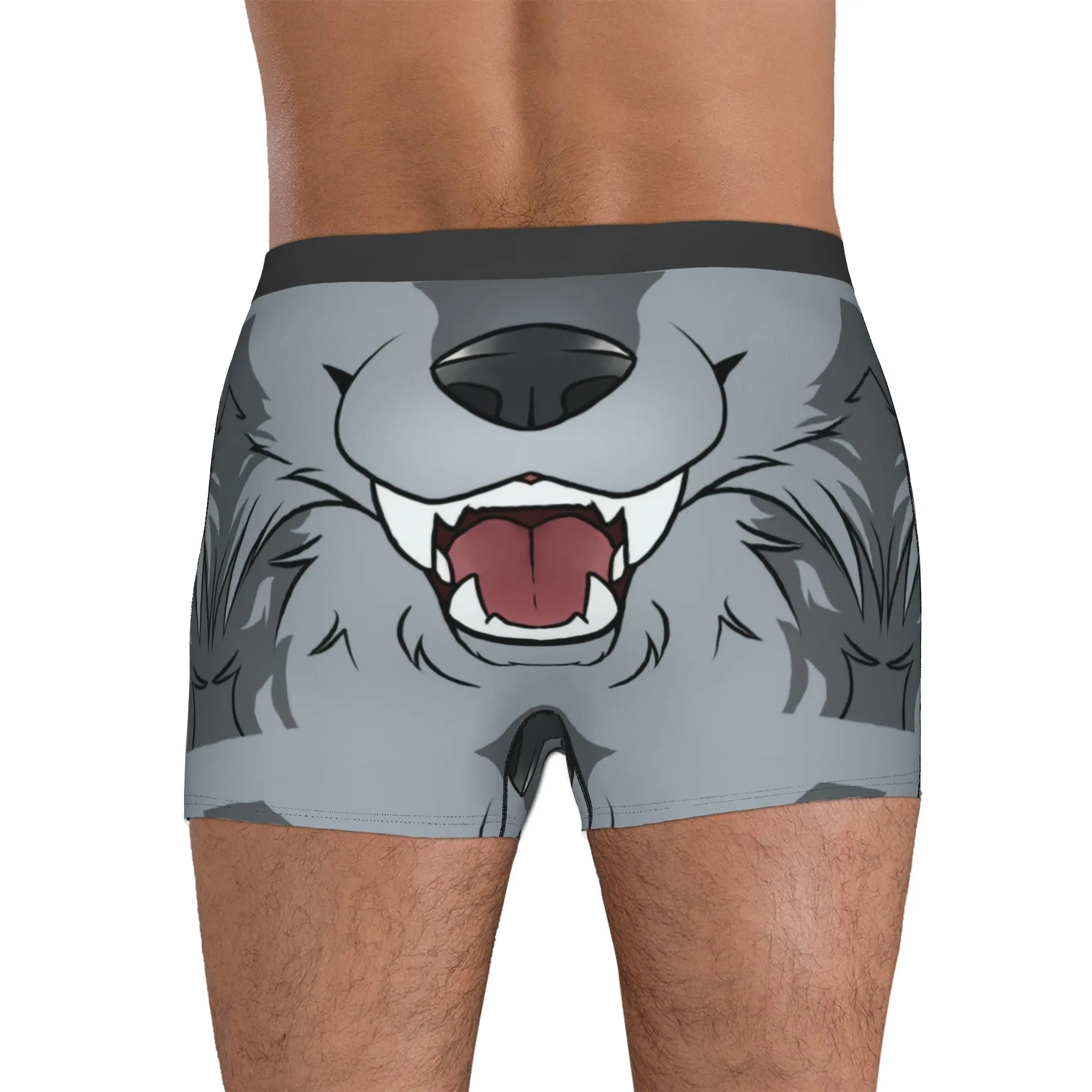 Фото Боксерские шорты Grey Wolf Maw для мужчин, нижнее белье с 3D принтом животных, трусы, эластичные трусы №4