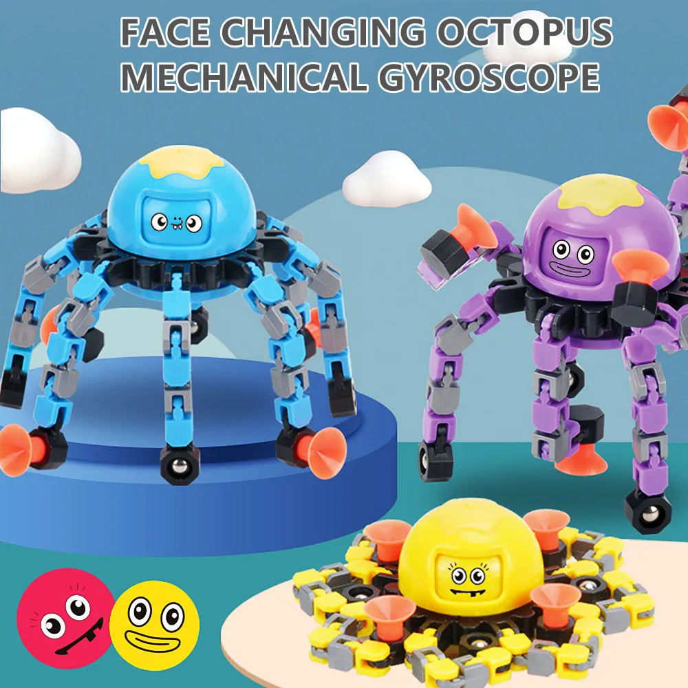 

Mechanical Octopus Gyro Deformation Robot Octopus Face Changing Machine Armor Chain Gyro Sucker Fingertip Gyro Toy Fidget Toys