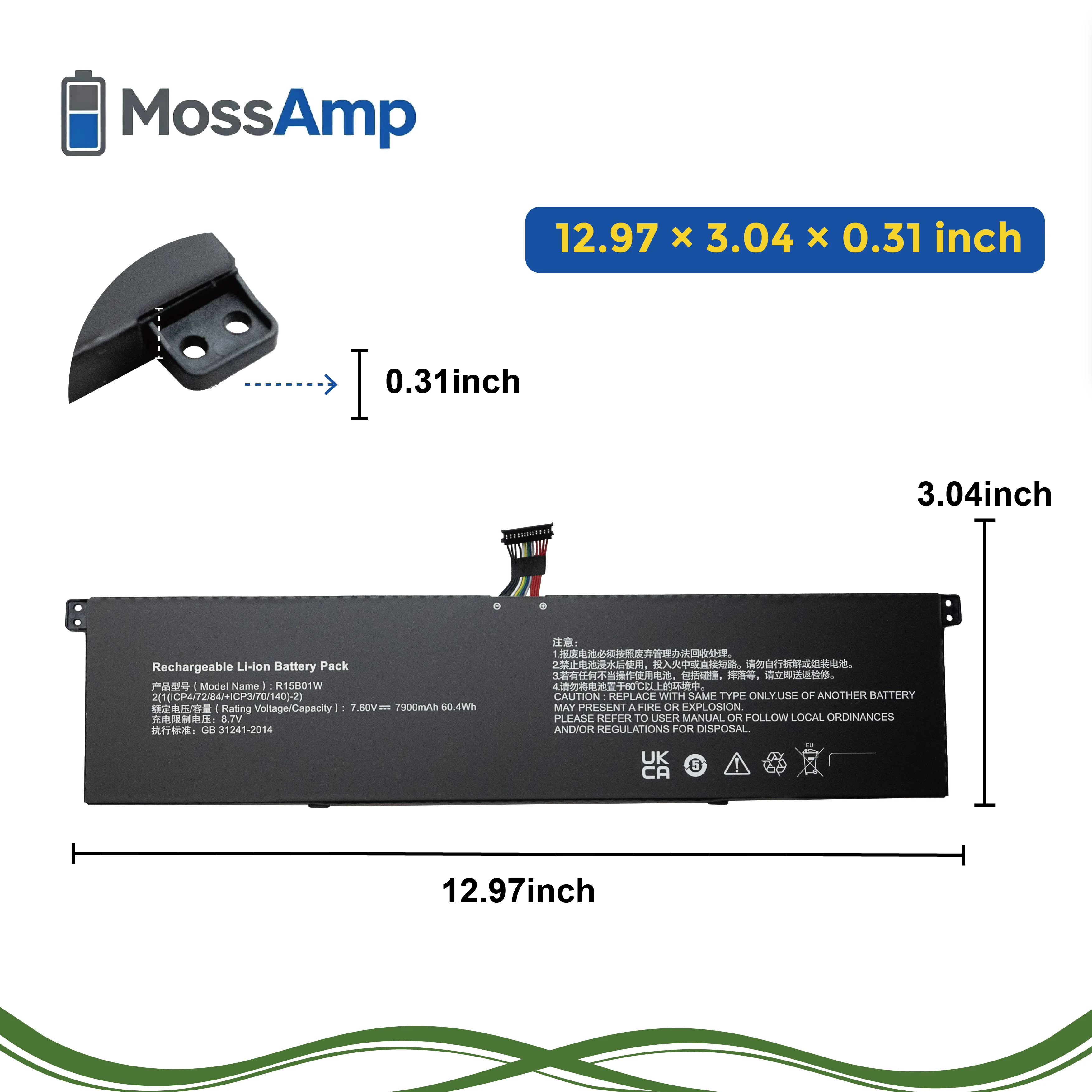 Фото Аккумулятор для ноутбука MossAmp R15B01W для Mi Notebook Pro 15.6 TM1701 171501 i5-8250U i7-8550U MX150 MX250 i5-10210U R15B01W №4
