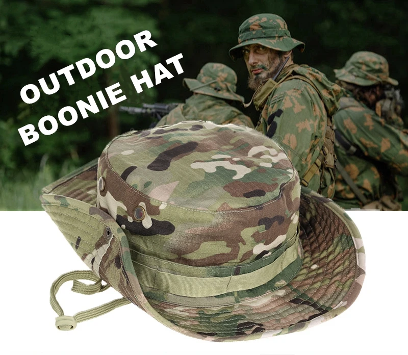 

Camouflage Tactical Cap Military Boonie Hat US Army Caps Camo Men Outdoor Sports Sun Bucket Cap Fishing Hiking Hunting Hats