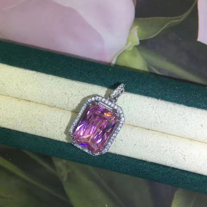 

ANGLANG Bright Blue/Pink/Yellow Cubic Zirconia Square Pendant Necklace for Women High Quality Fashion Necklaces Party Jewelry