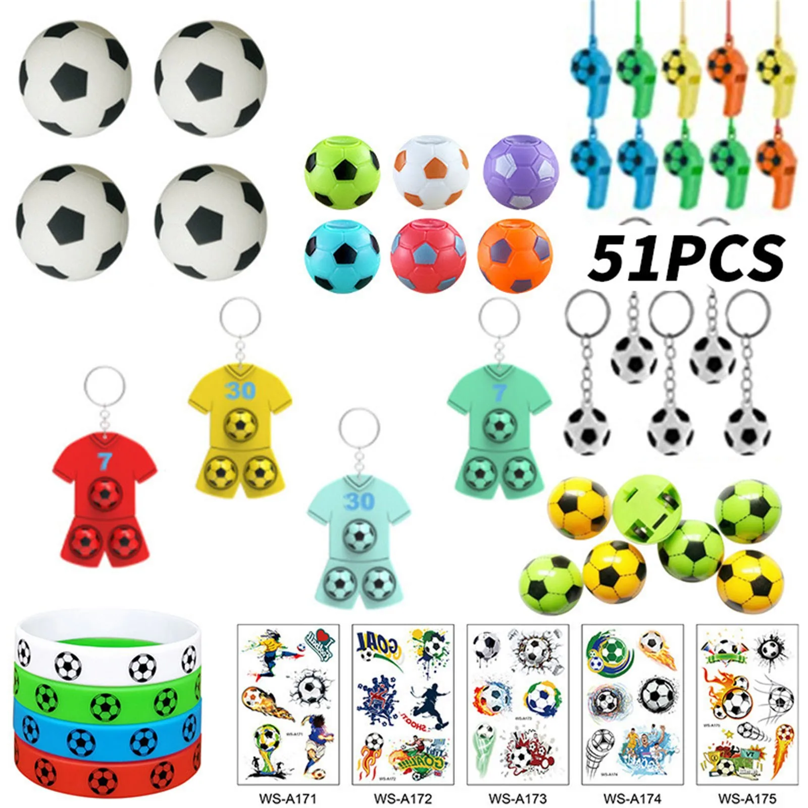 

Toy for 3 Year Old Boy 51PC 2022 World Cup Soccer Party Gift Set Soccer Theme Party Soccer Toy Whistle Sticker Eraser Silicone