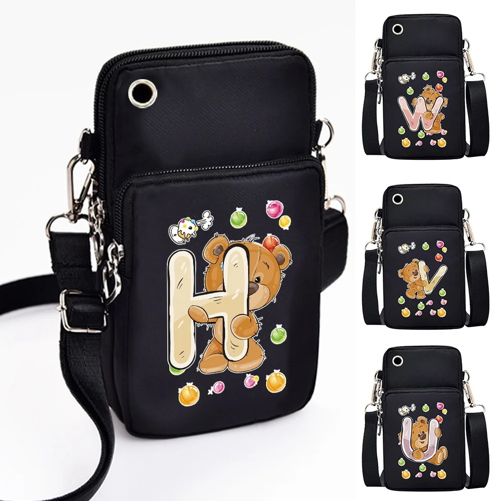 

Женская мини-сумка, бумажник, кошельки для монет, дикая для Huawei, Xiaomi, Samsung, IPhone, медведь, водонепроницаемая сумка-мессенджер с надписью