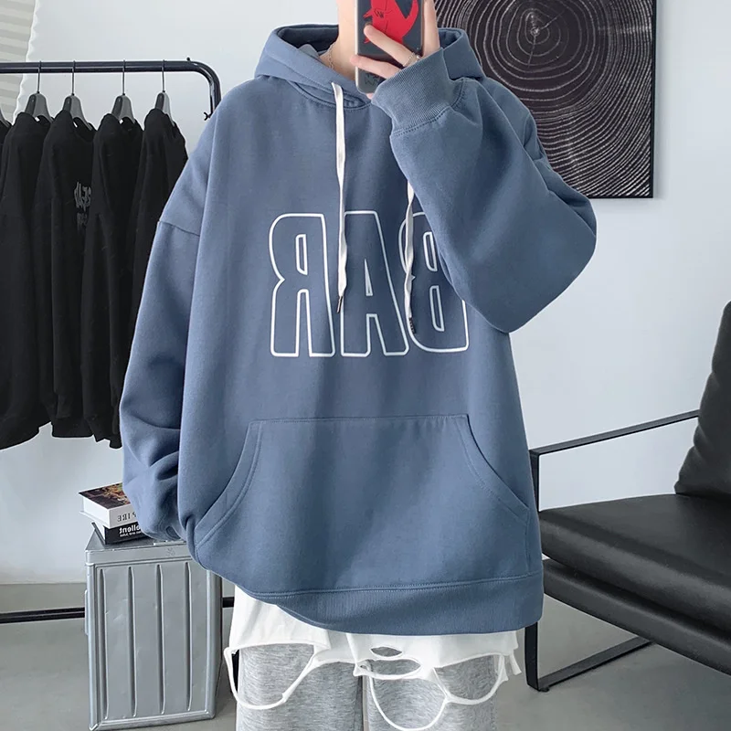 

Свитер мужской оверсайз с надписью, модный брендовый уличный пуловер в американском стиле, свитер с капюшоном, весна-осень