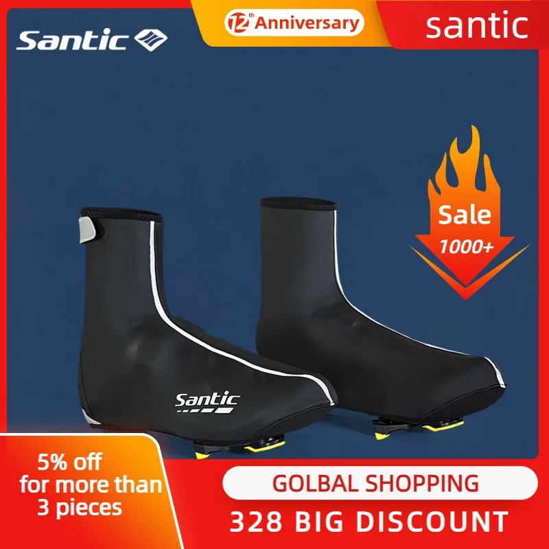

Santic Winter Cycling Shoe Cover Windproof Waterproof Warm Shoe Cover MTB Road Bike Shoe Cover Men Shoe Protector Asian Size