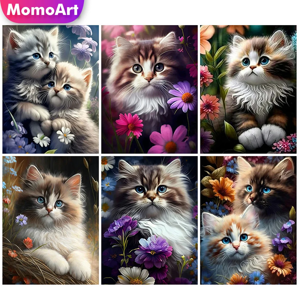 5d Комплект Алмазной Живописи Momoart Cat Дизайн Искусственная Мозаика Вышивка