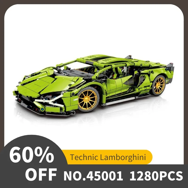 

1280pcs MOC Series Sports Car Lamborghini Model Building Blocks Toys for Children Birthday Gift for Boyfriend with Lights