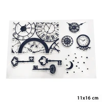 vintage clock key plant clear stamp for diy scrapbooking card fairy transparent rubber stamps making photo album crafts template
