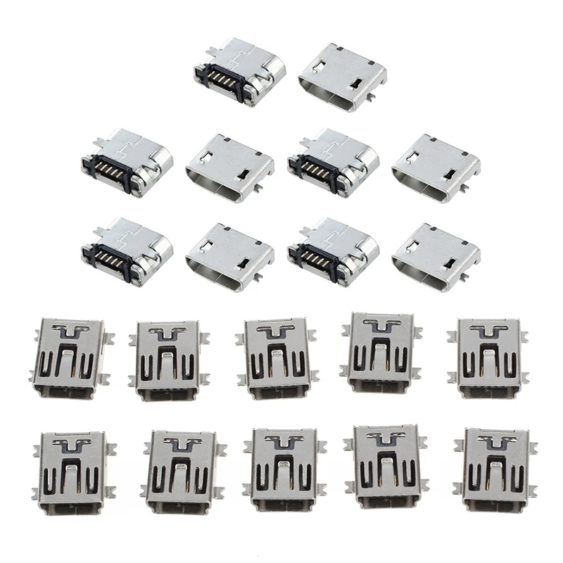 

JFBL Горячее предложение 10 шт. мини USB 5 контактов Женская розетка фоторозетка и 10 шт. запасных частей Тип B Micro-USB гнездовой разъем порт