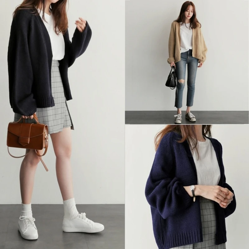 

H9ED Womens Sweaters Basic Loose Coat Long Sleeve Fall Maxi Warm Outerwear Cardigan