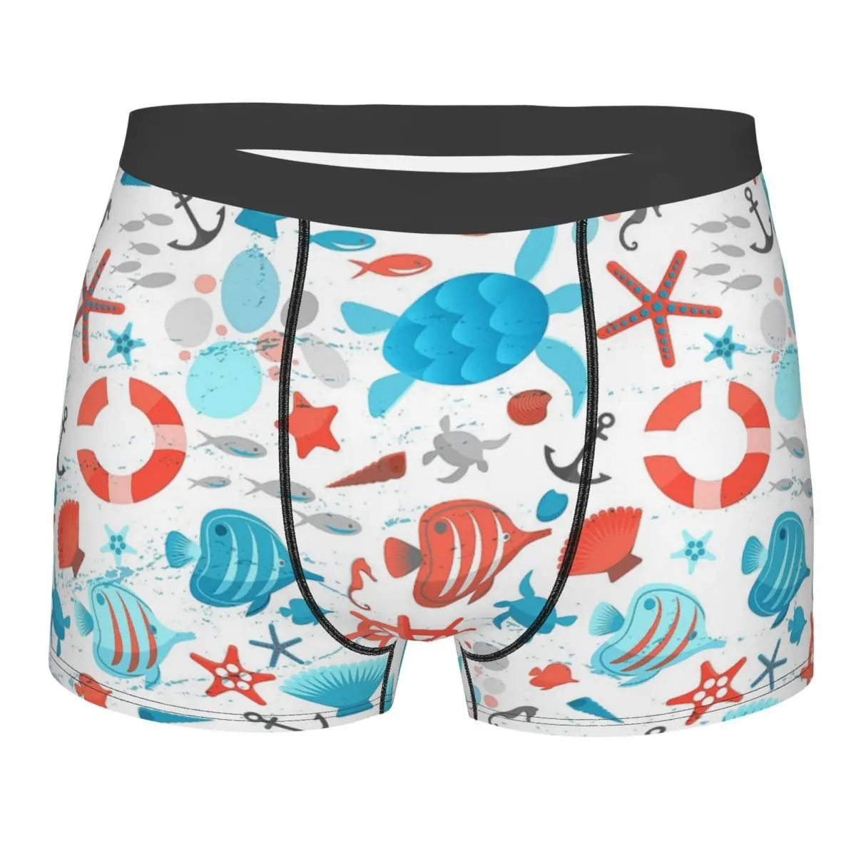 Трусы мужские с рисунком черепахи и рыб мягкие счастливые трусы мужское нижнее