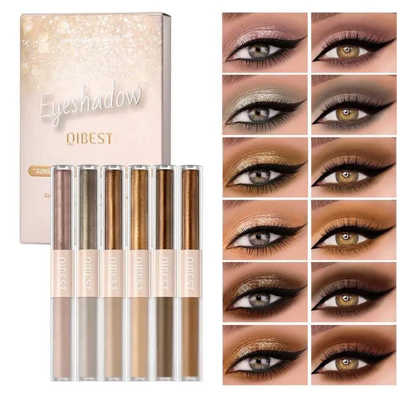 

Double Eyeshadow 6pcs Double Head Gel Eyeshadow Liquid High-pigmented Shimmer Quick Drying Glitter Eyeshadow Brilliant Makeup