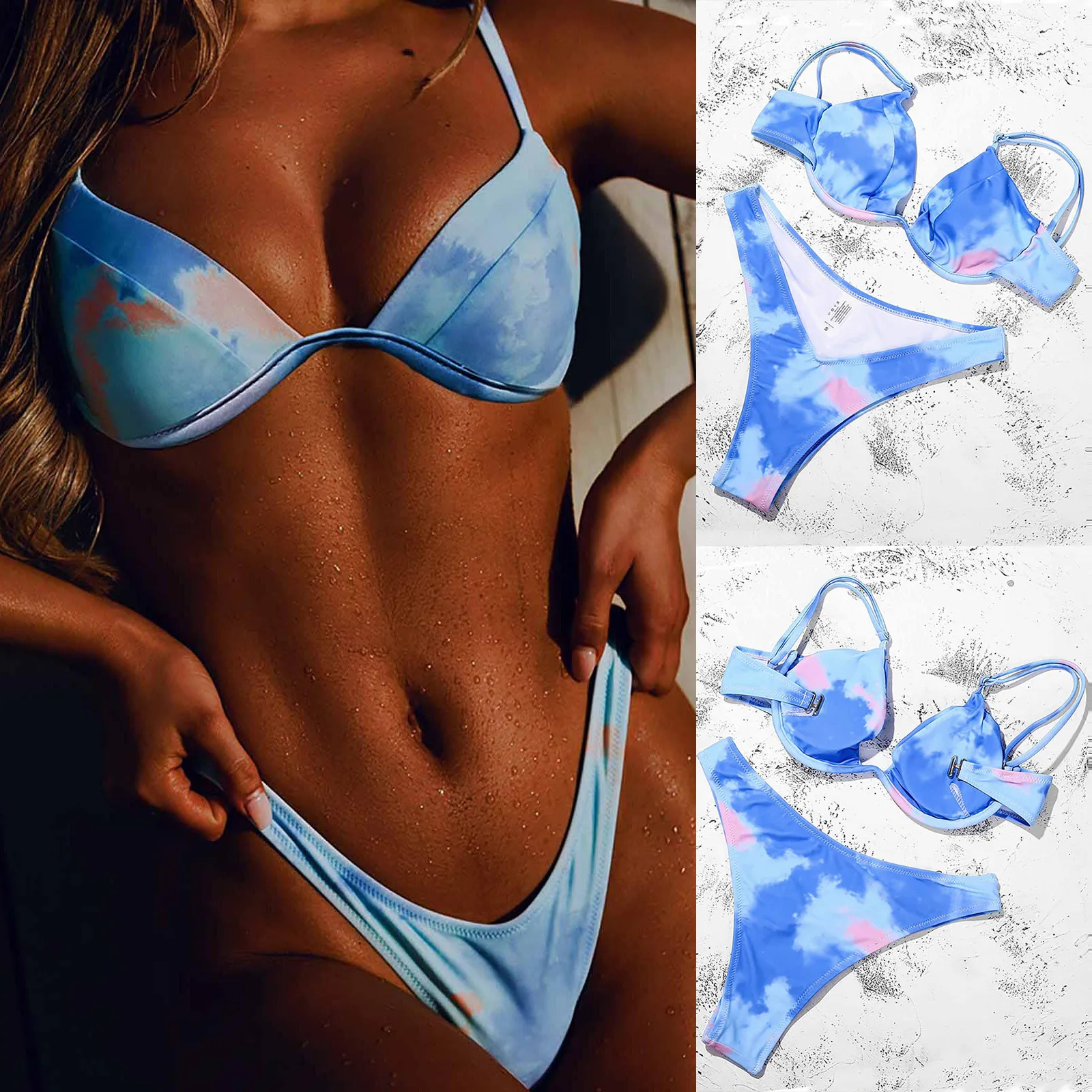 

Stars And Stripes Bikini Bathing Suits Shorts for Women Sets Sexy Swimsuit Bikini Halter Swimsuits for Women with Shorts