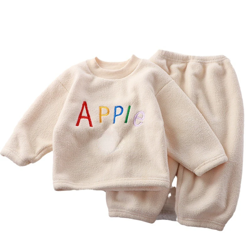 Пижама плюшевая для детей Осень-Зима старшего возраста теплый пижамный комплект