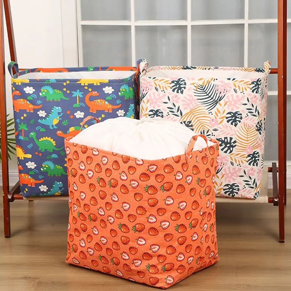 

New Foldable Large Capacity Laundry Basket Dirty Clothes Storage Hamper Cotton Linen Waterproof Clothes Bag Home Sundries Bucket