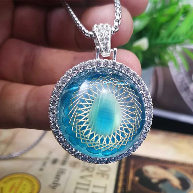 

Box Chain Zircon Pendant Sweater Necklace Drop Olivine Orgone Energy Orgonite Jewelry