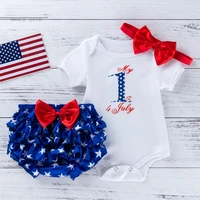 newborn baby clothes 1 3month independence day outfits girls summer birthday sets letter printing t shirt star shorts 3pcsset