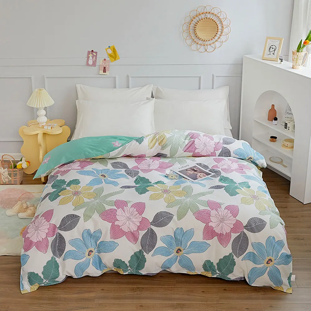 Svetanya 1 Piece Duvet Cover with Zipper 100% Cotton Quilt  Comforter Blanket Case Single Double Queen King Size