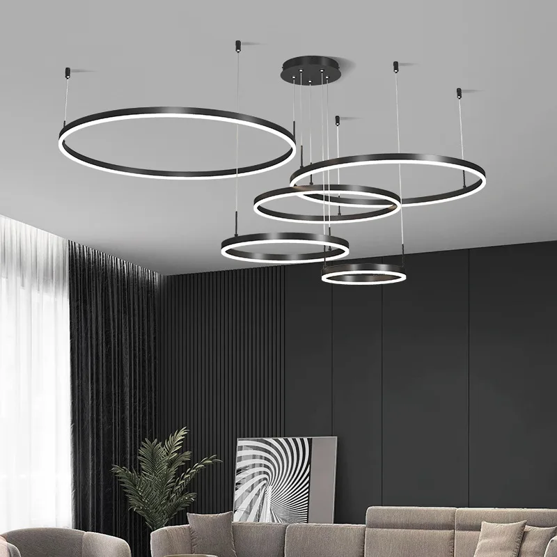 

Simple modern living room dining room chandelier new Nordic postmodern light luxury ring hall overhead light net red light