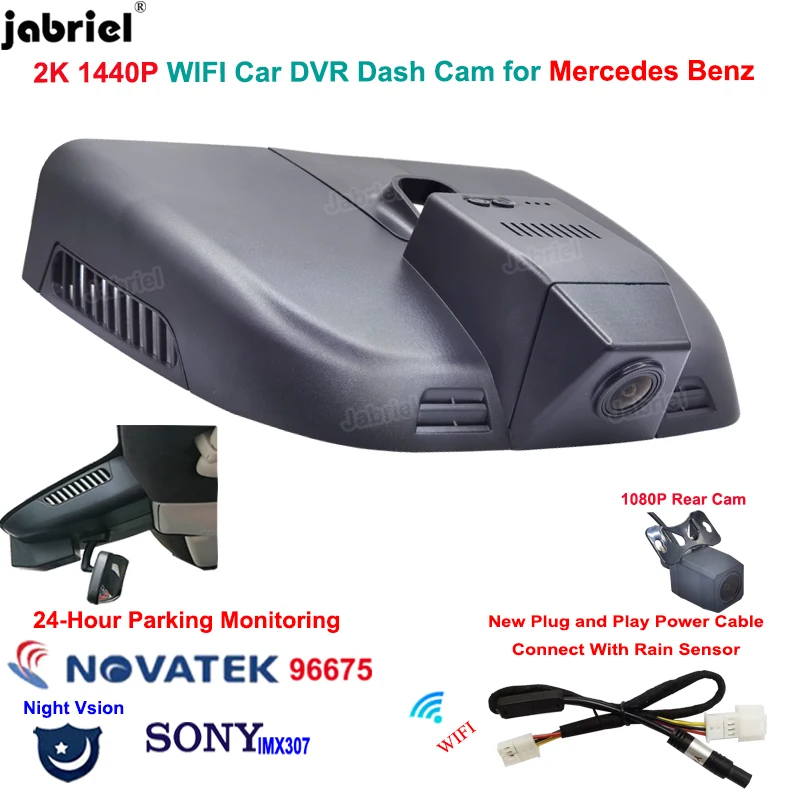 

2K Dash Cam 1440P Wifi Car Dvr 24H Dual Cameras for Mercedes Benz Vito w447 w639 Vito Tourer Panel Van Mixto 2016 2018 2021 2022