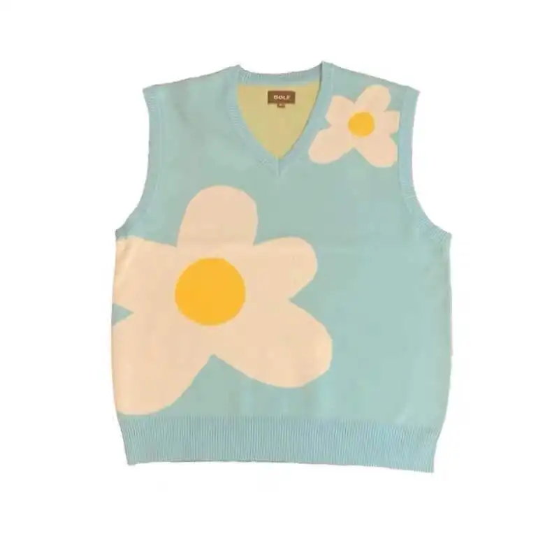 

New men Luxury golf Flower Le Fleur Tyler The Creator Knit Casual Sweaters Vest sleeveless Asian Plug Size High Drake #M12R