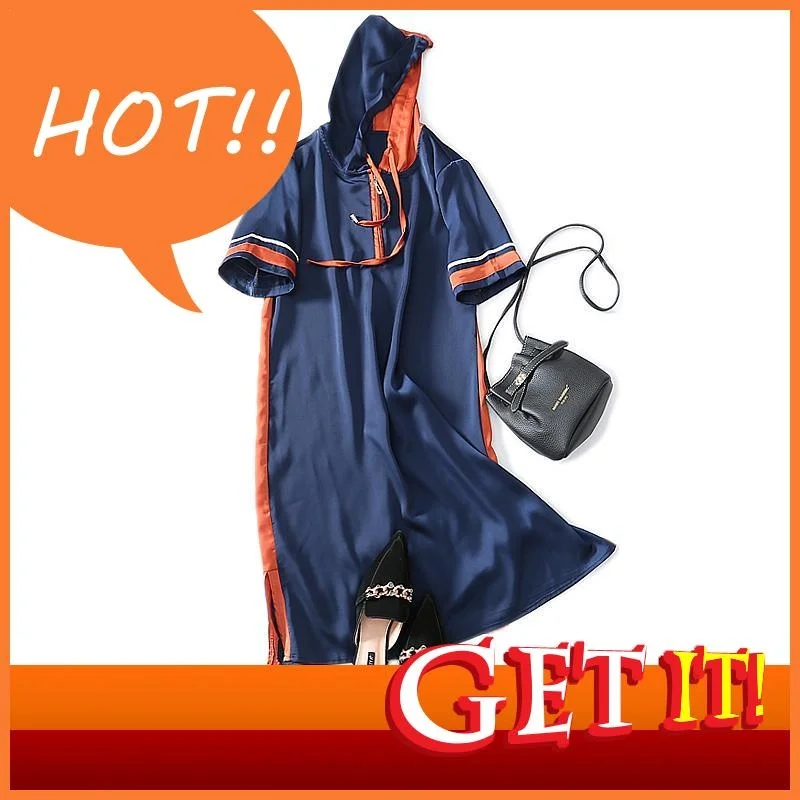 

Женский офисный сарафан составного кроя, элегантное платье-трапеция с коротким рукавом и воротником с капюшоном, модель Vadim в Корейском стиле на лето, 2023