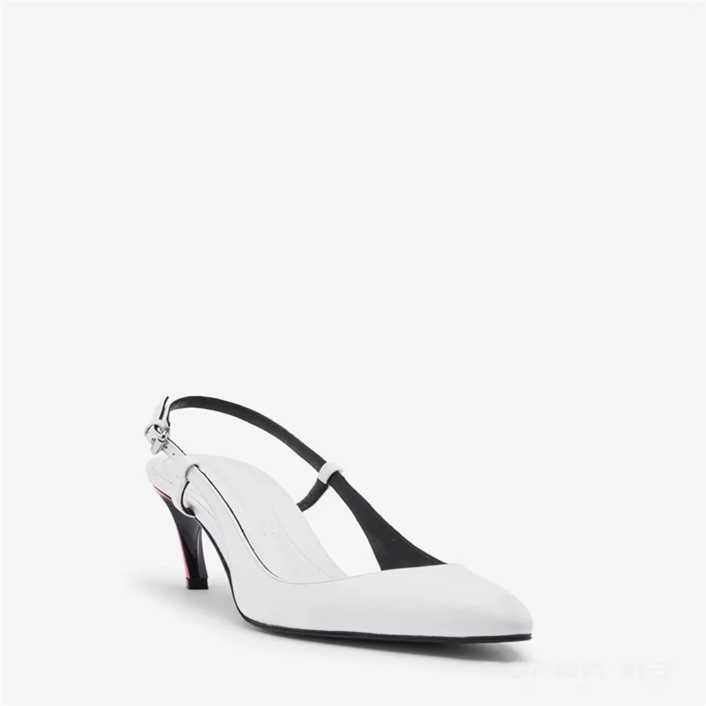 

2024 Spring/Autumn Fashion Women's High Irregular Heel Cusp One Line Buckle Toe Sandal Sexy Everything Goes Together