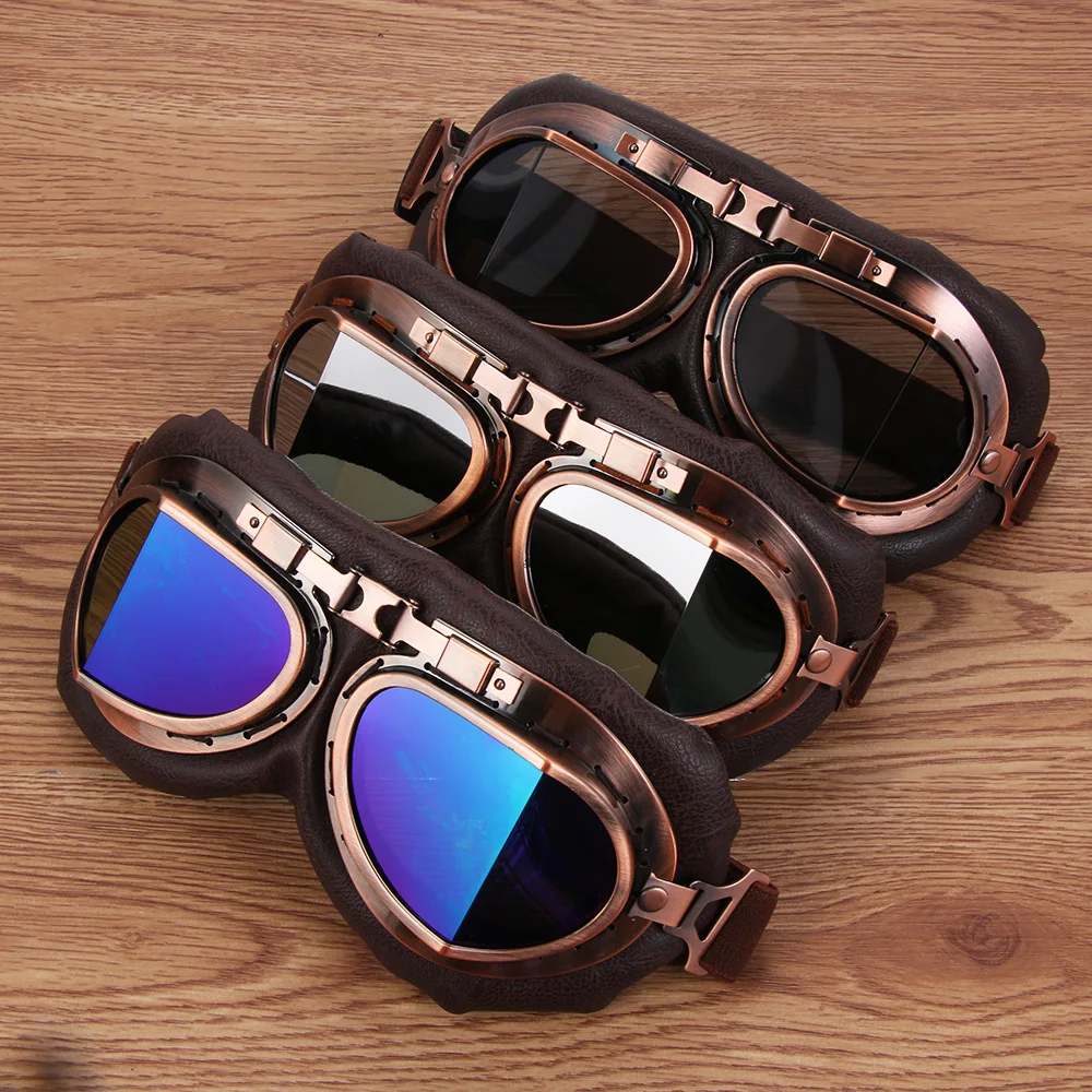 

Pilot Retro Goggles Dustproof Lens Frame Motorcycle Glasses Cruiser Scooter Snowboard Protective Gears Eye Protection Sunglasses