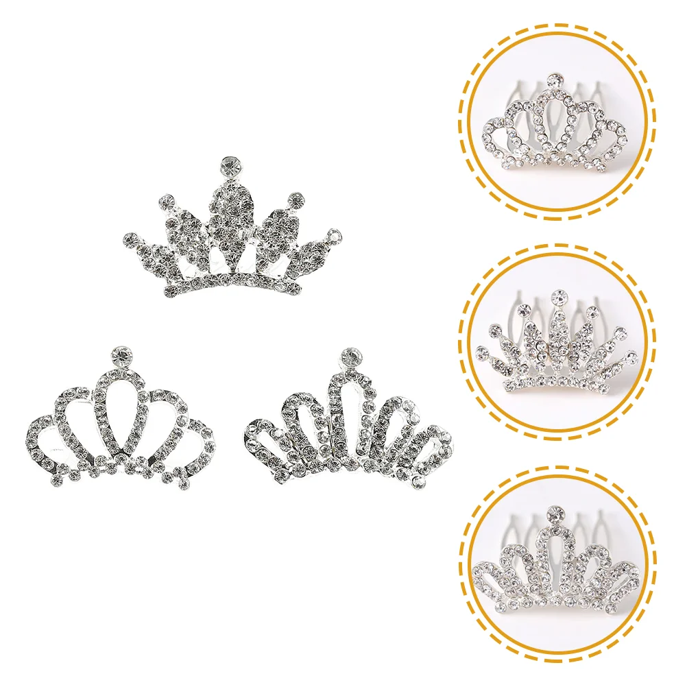 

3Pcs Kids Rhinestone Tiaras Hair Comb Girls Hair Accessories Hair Piece Headpiece