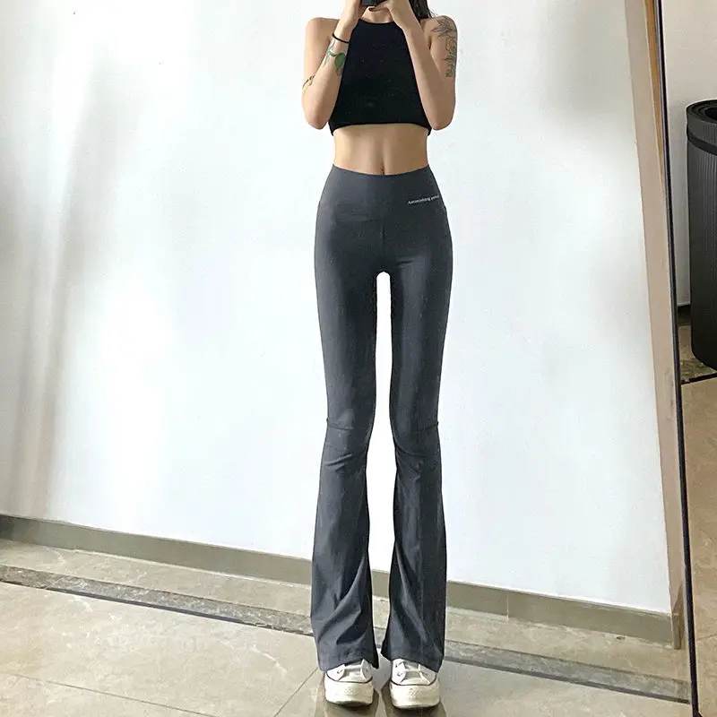 American-style basic self-cultivation high-waist hip-lifting trousers alphabet dance yoga all-match casual trousers tide