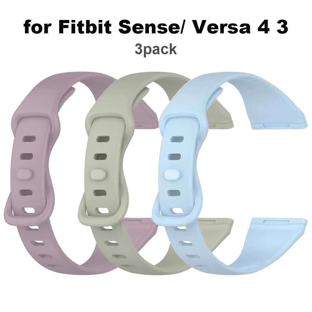 

3 Pack Colorful Wristbands for Fitbit Versa 4/ Fitbit Sense/ Fitbit Versa 3 Bands Women Men Sport Strap Replacement Watchbands
