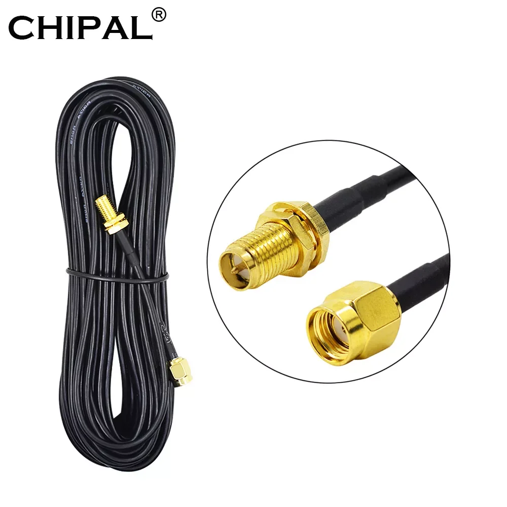 

CHIPAL 6M 9M RG174 Extension Cable RP-SMA Male to Female Feeder Wire for Coaxial Wi-Fi WiFi WLAN Network Card Router Antenna