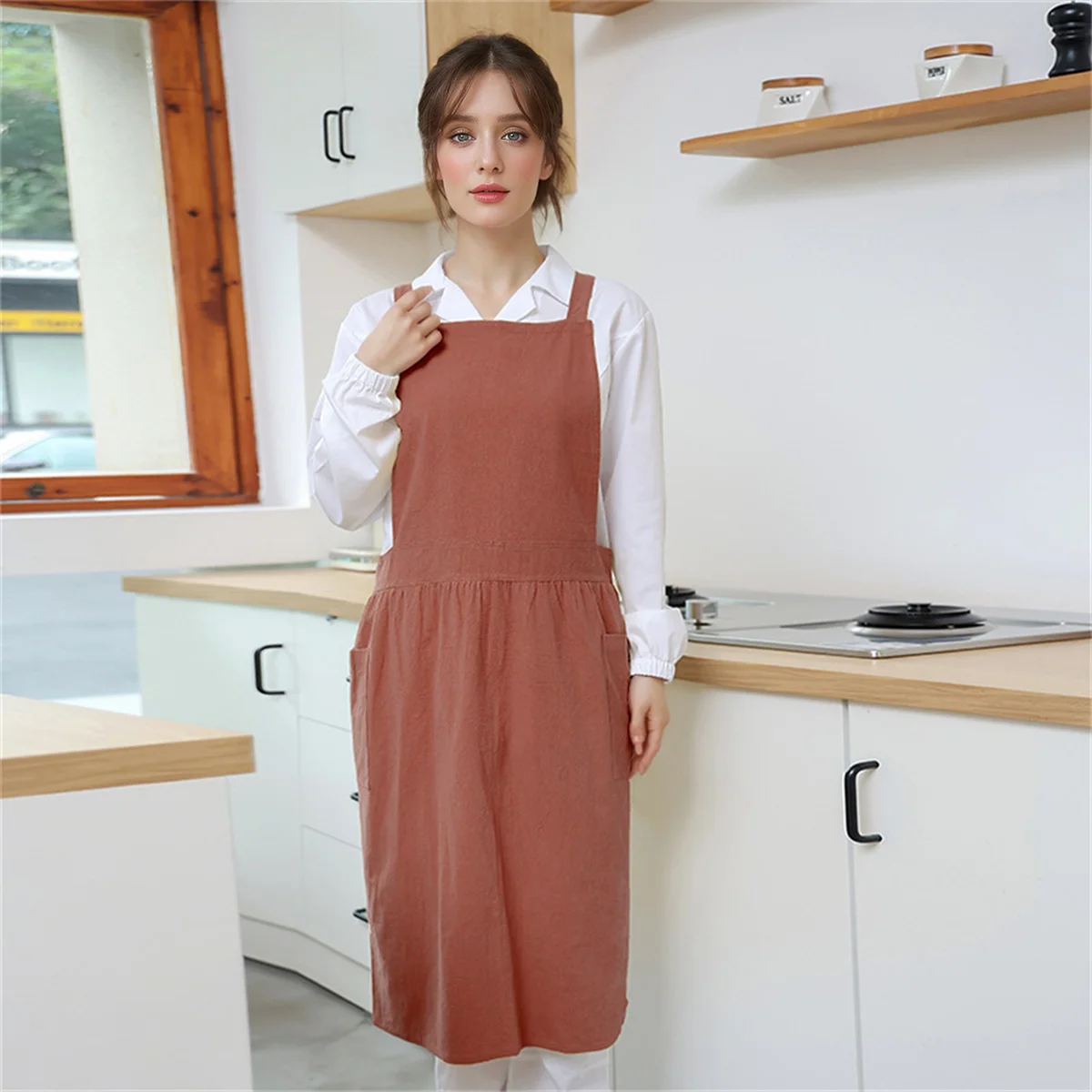 Регулируемый фартук для приготовления пищи унисекс бытовой однотонный