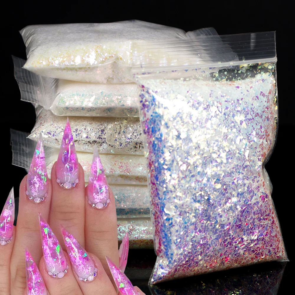 

50g/Bag Irregular Nail Art Glitter Flakes Ultra Thin Aurora Fragments Nail Art Decorations 3D Chameleon Powder Manicure Sequins*
