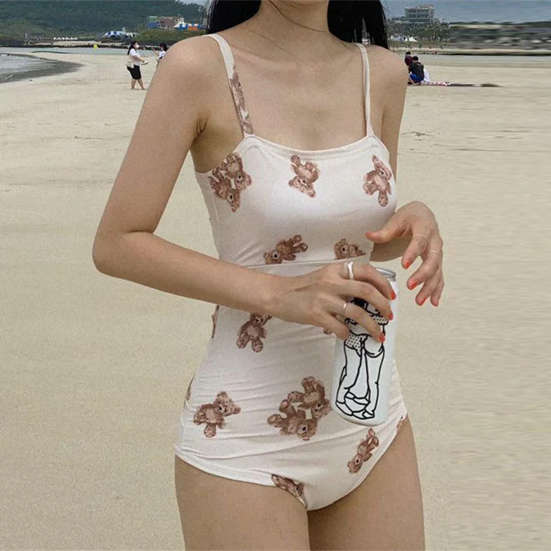 

Слитный купальник в Корейском стиле, купальник с принтом, купальник с вырезами, летний купальный костюм, сексуальный Монокини, женская пляж...