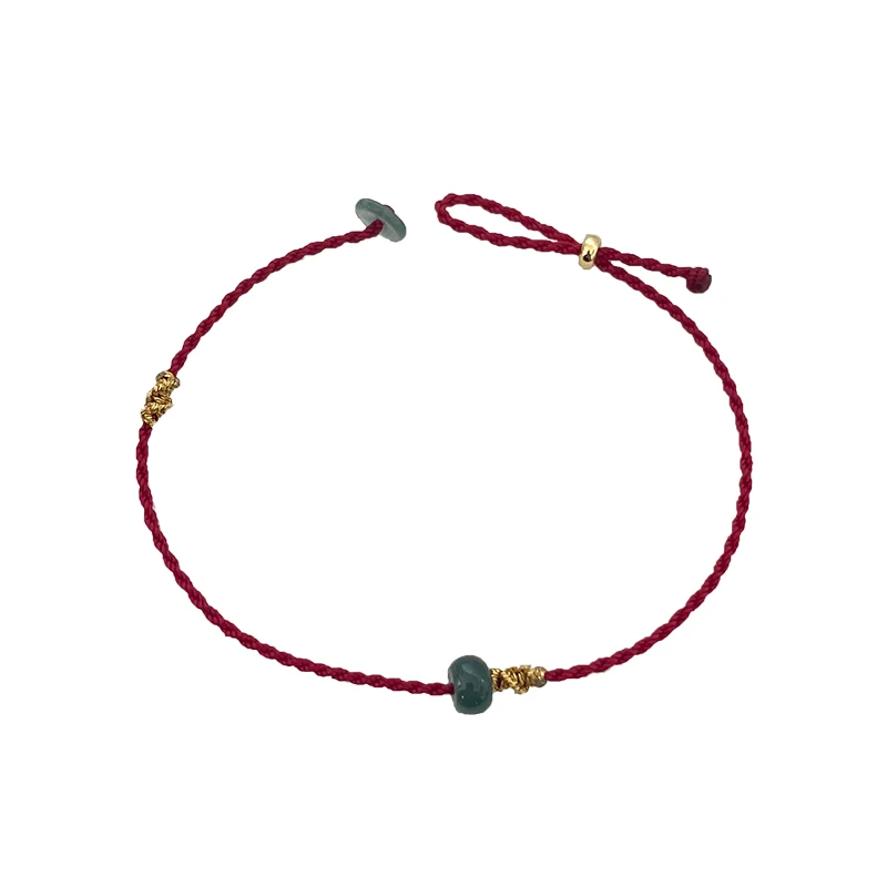 Original Ultra-Fine Hand-Woven Natural a Cargo Jade Lucky Beads Birth Year Titanium Red Rope Hand Strap Bracelet for Women |